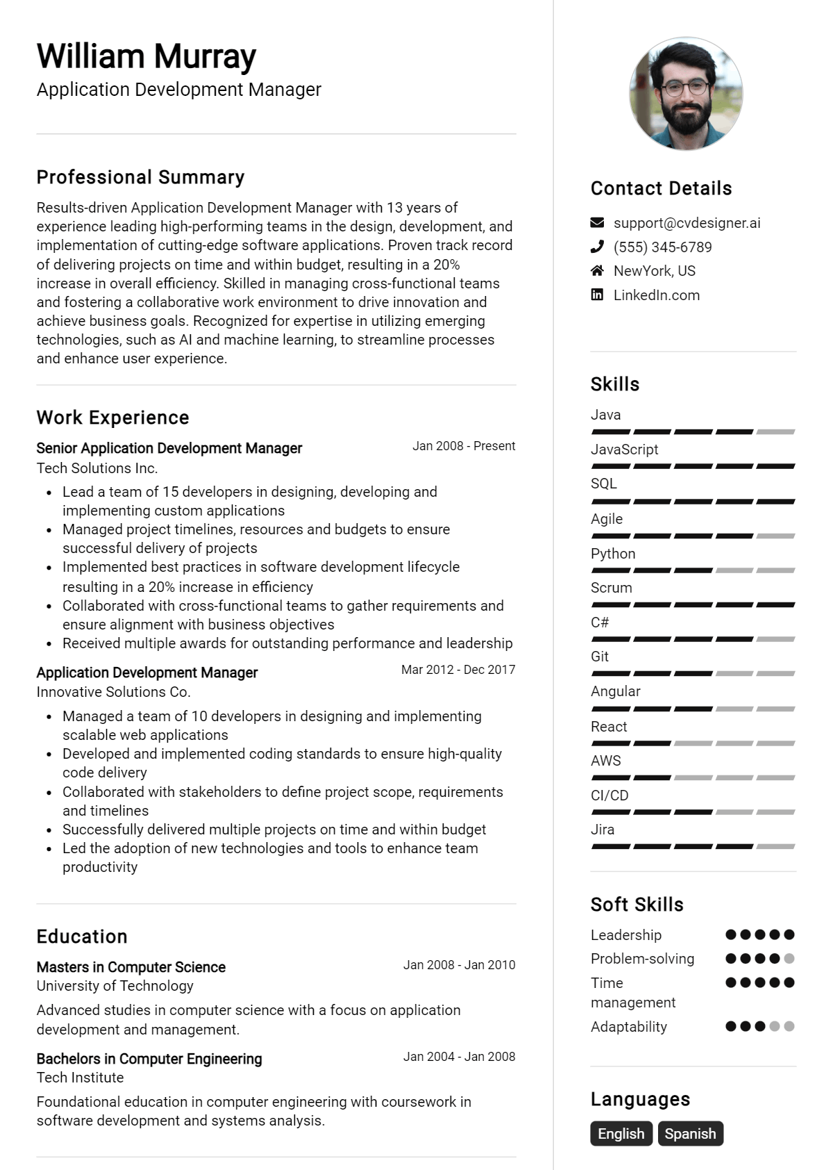 Application Development Manager Resume Example for 2026: Ultimate Guide Preview