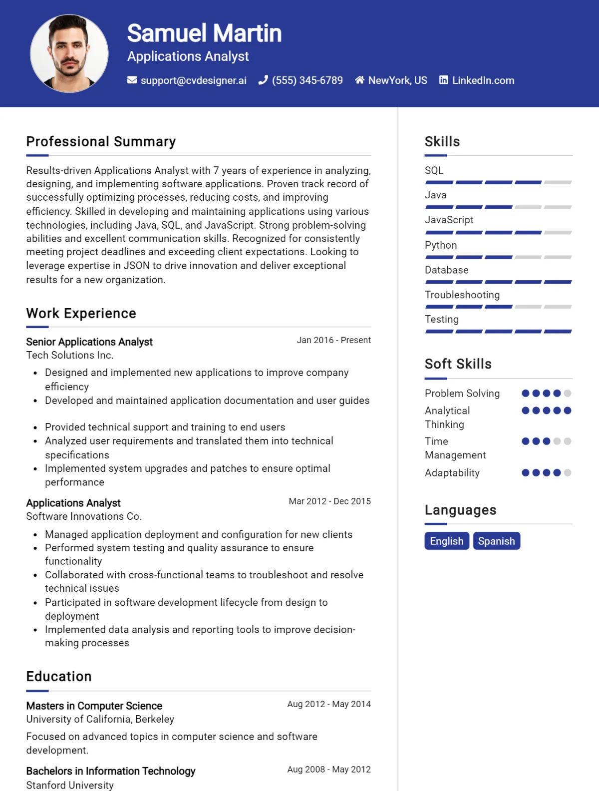 Applications Analyst CV Example For 2026: How to Create a Professional CV Preview