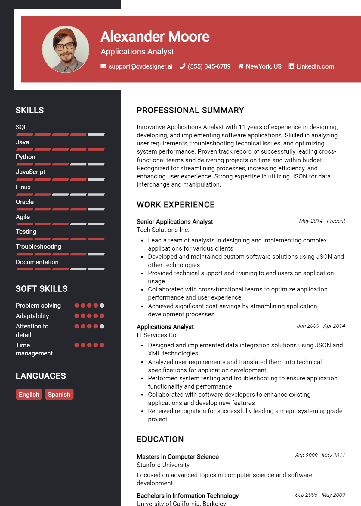 Applications Analyst Resume Example for 2026: Ultimate Guide Preview