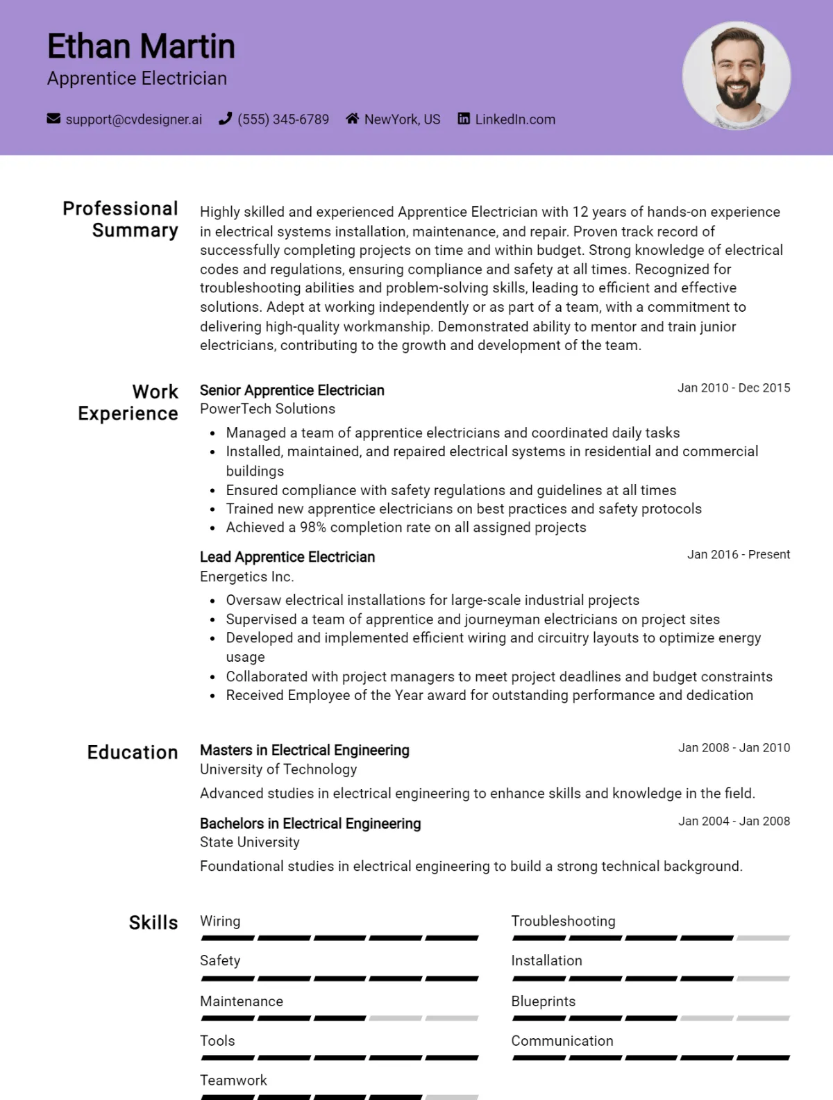 Apprentice Electrician CV Example For 2026: Top Tips & Samples Preview