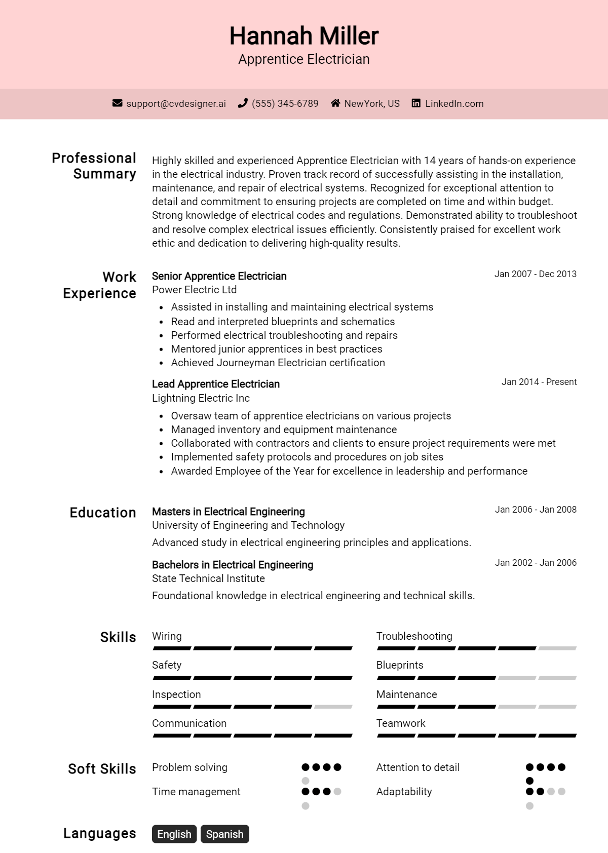 Apprentice Electrician Resume Example for 2026: Strategies & Templates Preview