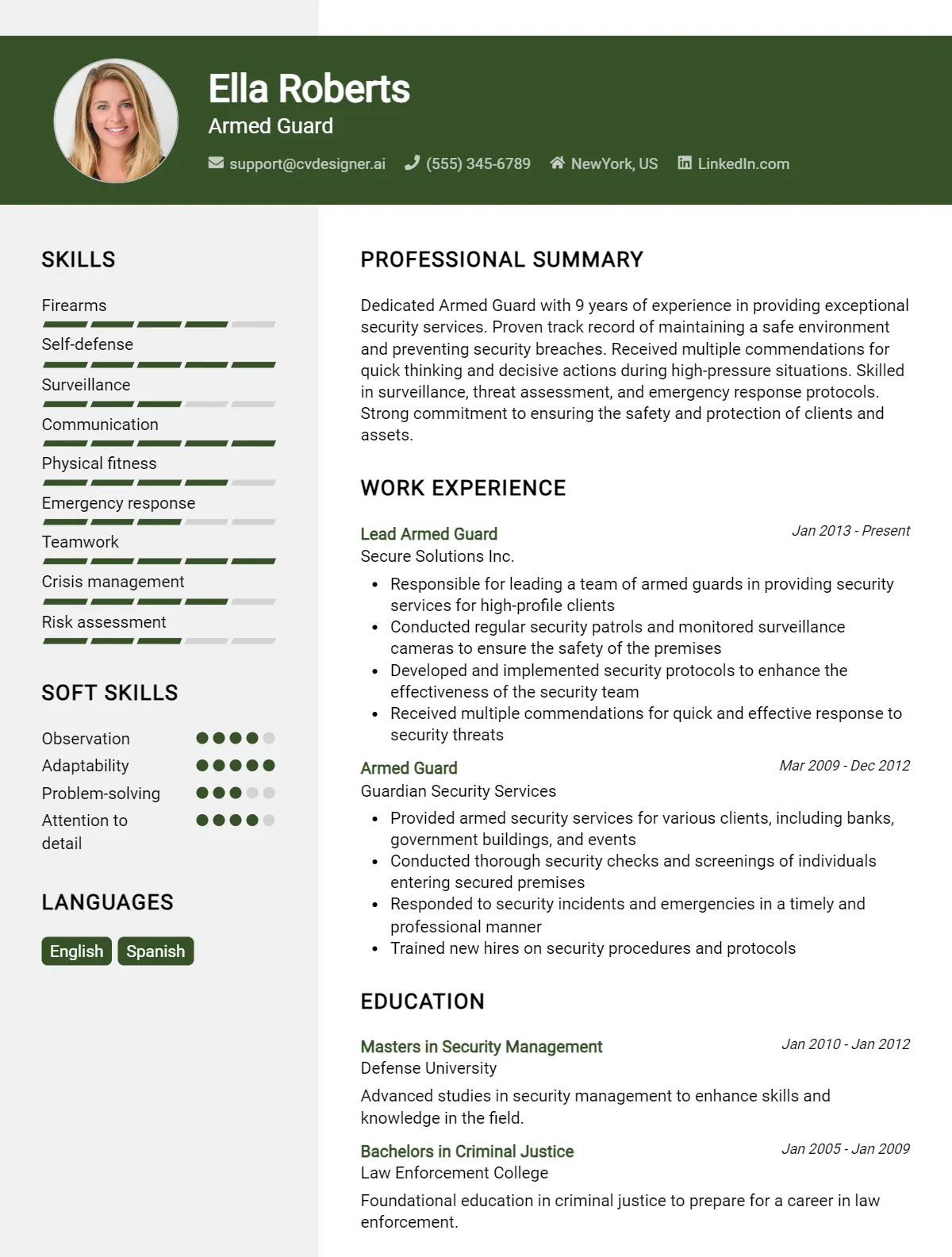 Armed Guard CV Example For 2026: Proven Tips & Templates Preview