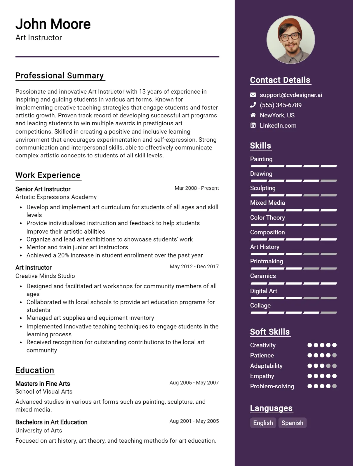Art Instructor CV Example For 2026: Tips to Stand Out Preview
