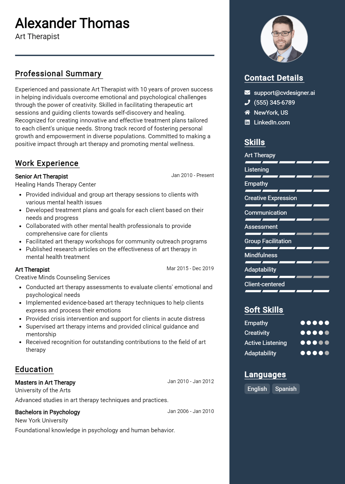 Art Therapist Resume Example for 2026: Best Tips Preview