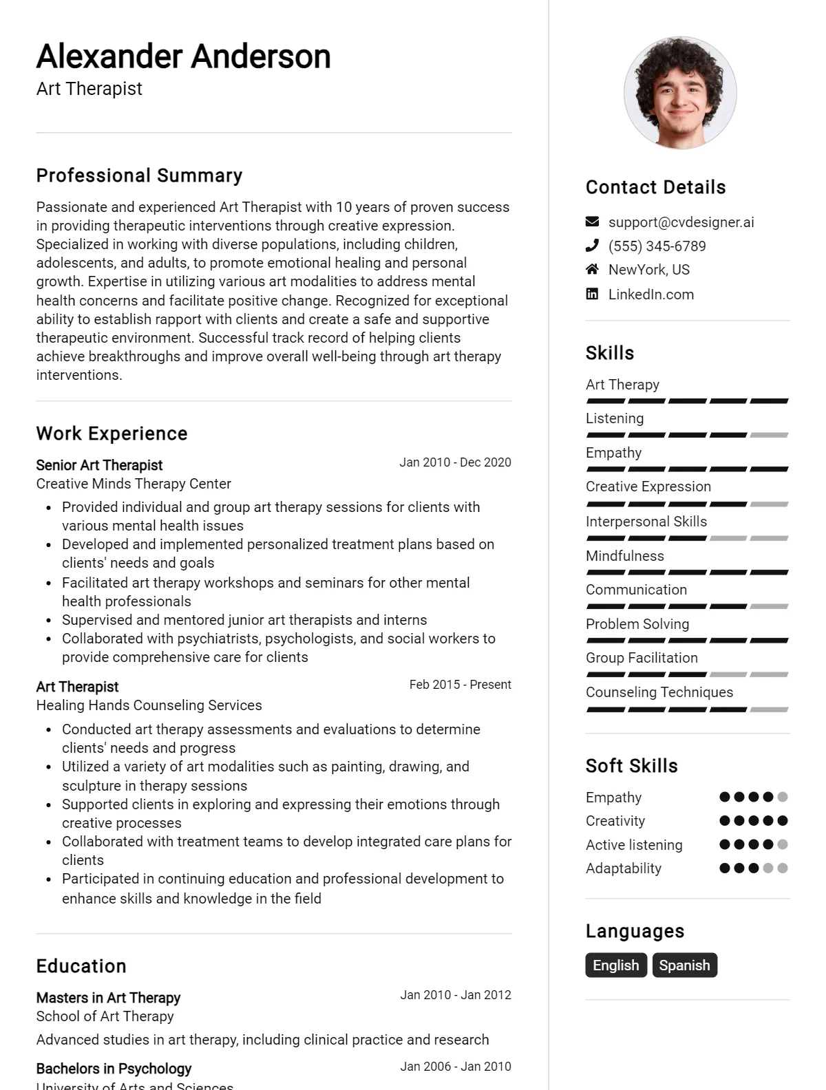 Art Therapist CV Example For 2026: Best Tips & Templates Preview
