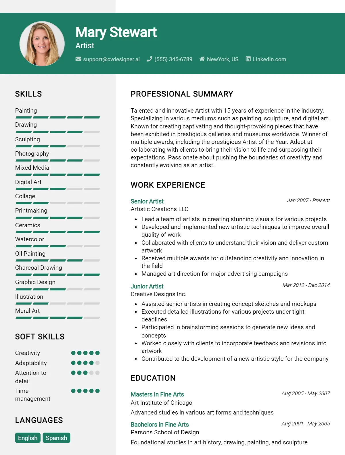 10 Artist CV Examples And Free Templates For 2026 Preview