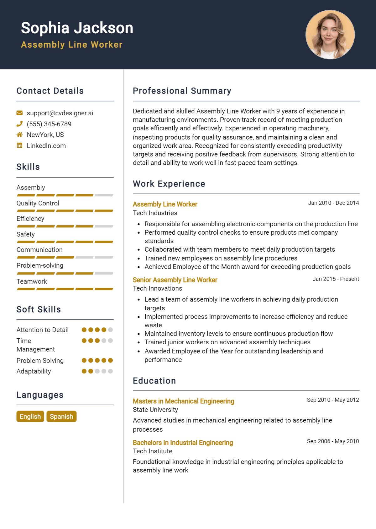 Assembly Line Worker Resume Example for 2026: Free Downloadable Templates Preview