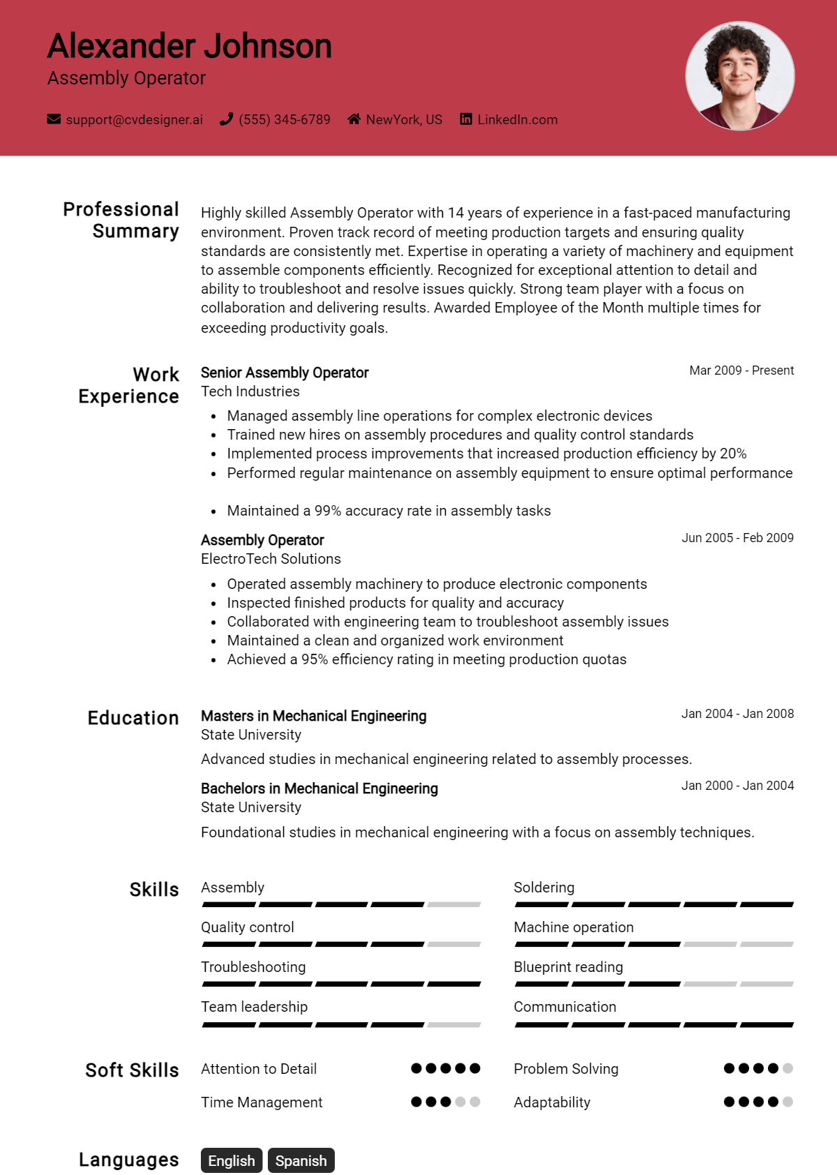 Assembly Operator Resume Example for 2026: Best Tips & Templates Preview