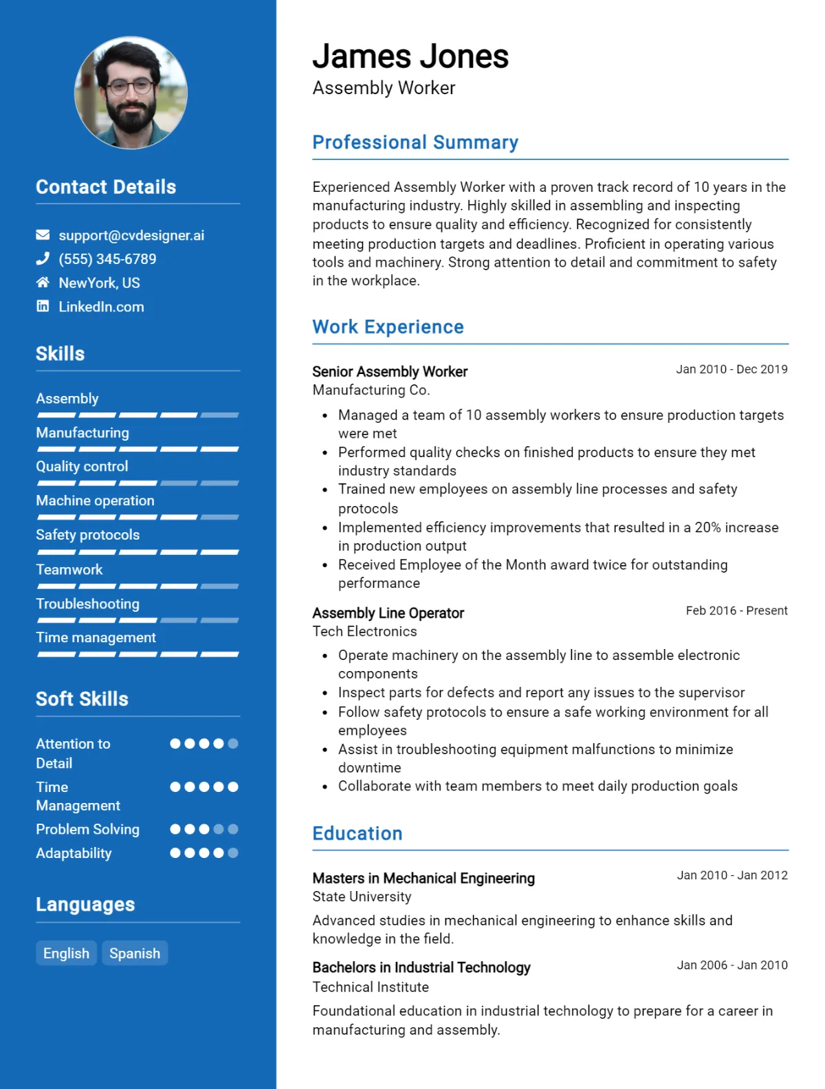 Assembly Worker CV Example For 2026: Best Writing Guide Preview