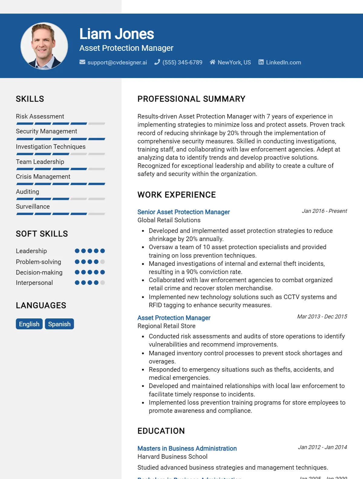 Asset Protection Manager CV Example For 2026: Samples & Best Practices Preview