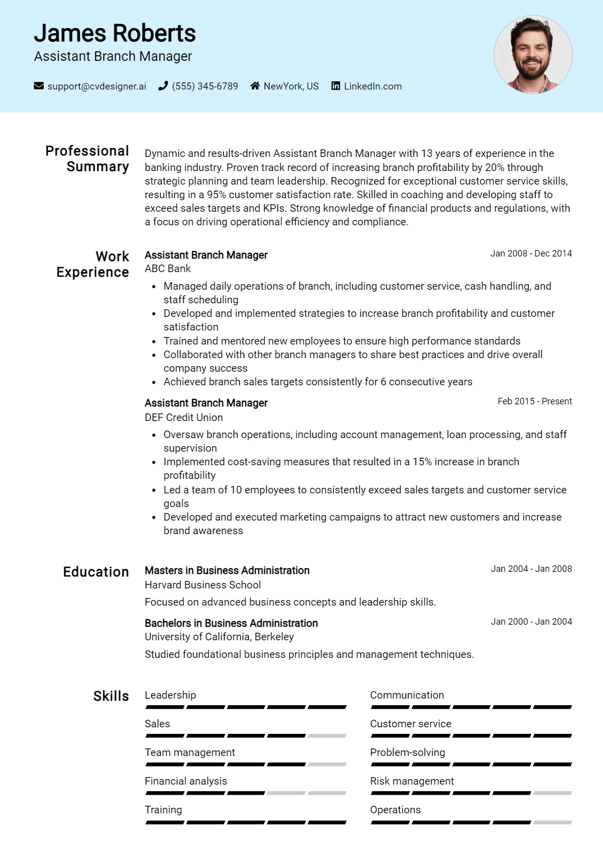 Assistant Branch Manager Resume Example for 2026: Effective Tips Preview