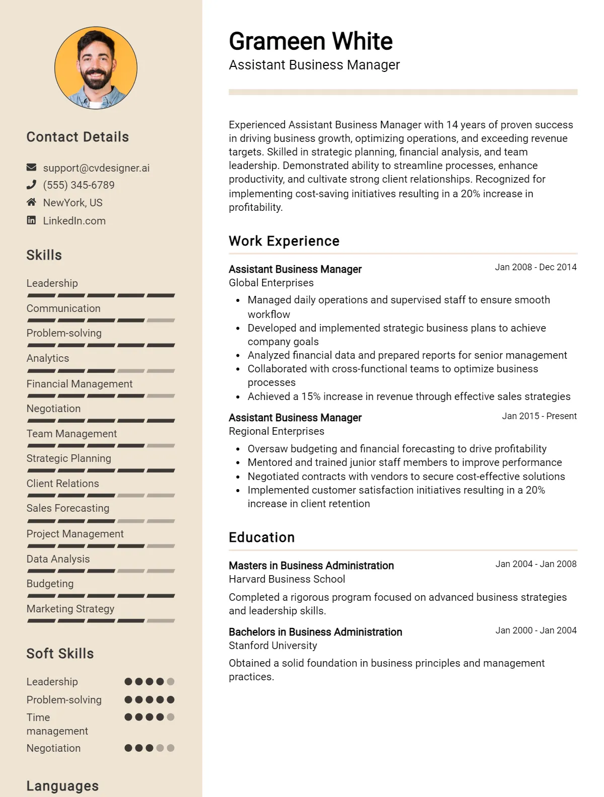9 Assistant Business Manager CV Examples And Templates For 2026 Preview