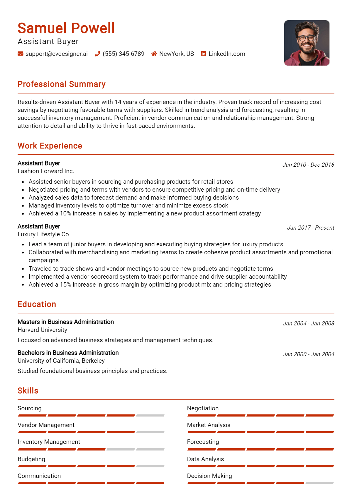 Assistant Buyer Resume Example for 2026: Free Professional Templates Preview