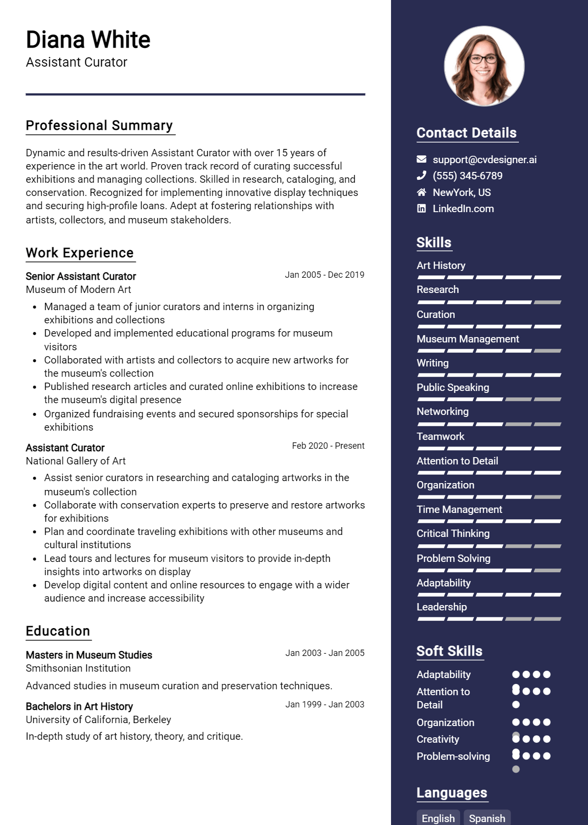 Assistant Curator Resume Example for 2026: Tips & Templates Preview