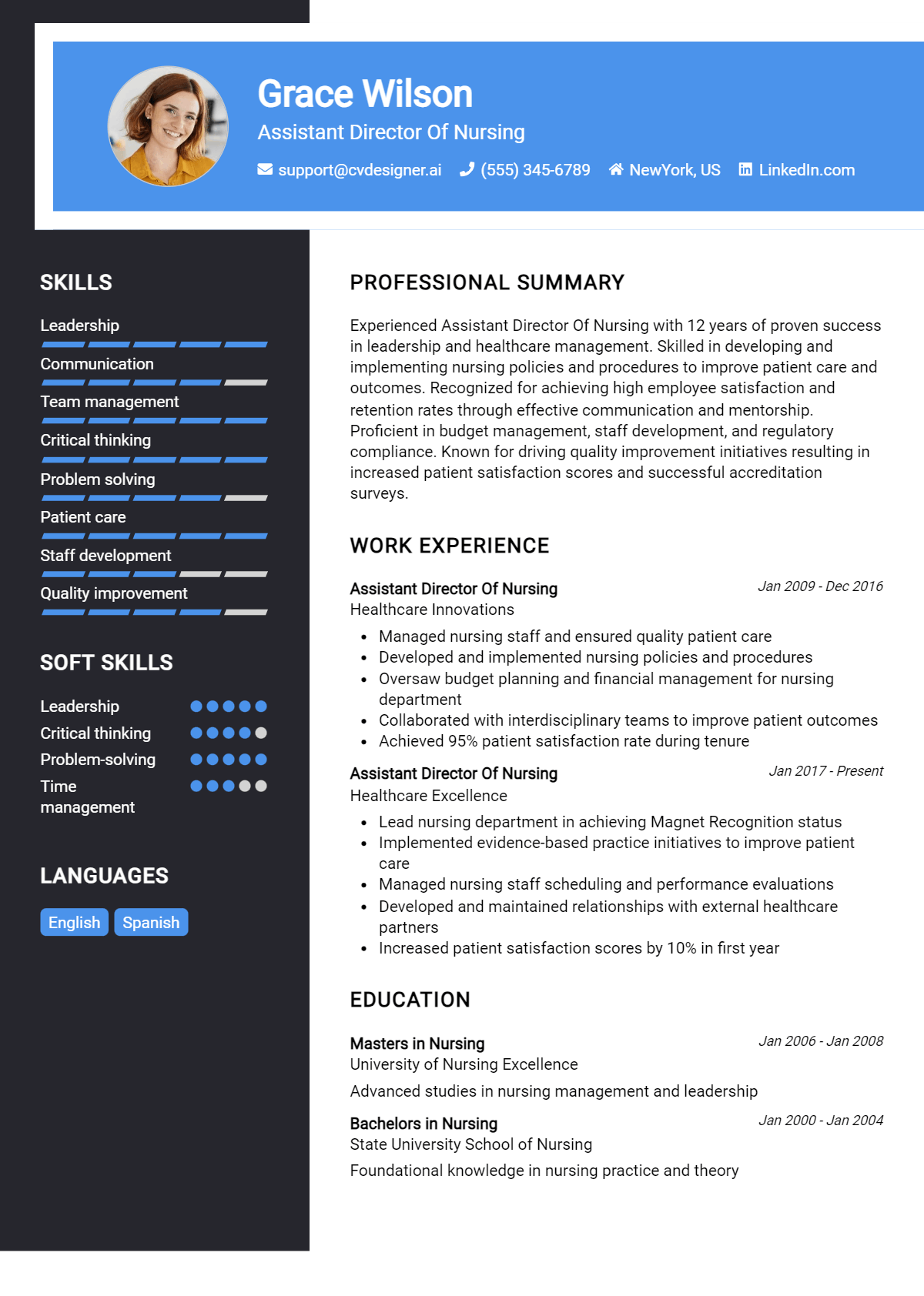 Assistant Director Of Nursing Resume Example for 2026: Best Tips & Templates Preview