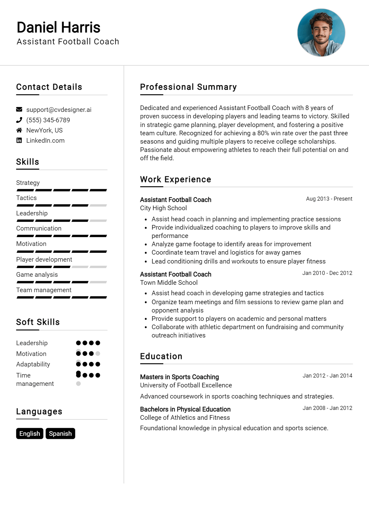 Assistant Football Coach Resume Example for 2026: Tips to Stand Out Preview