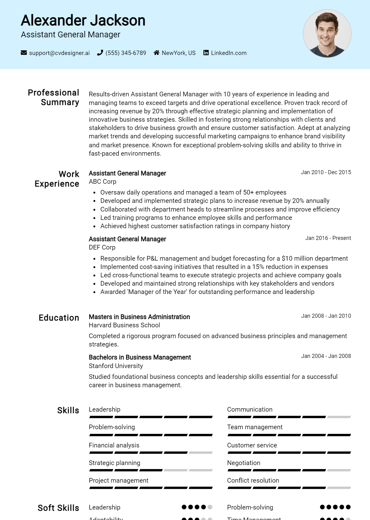 Assistant General Manager Resume Example for 2026: Effective Tips Preview