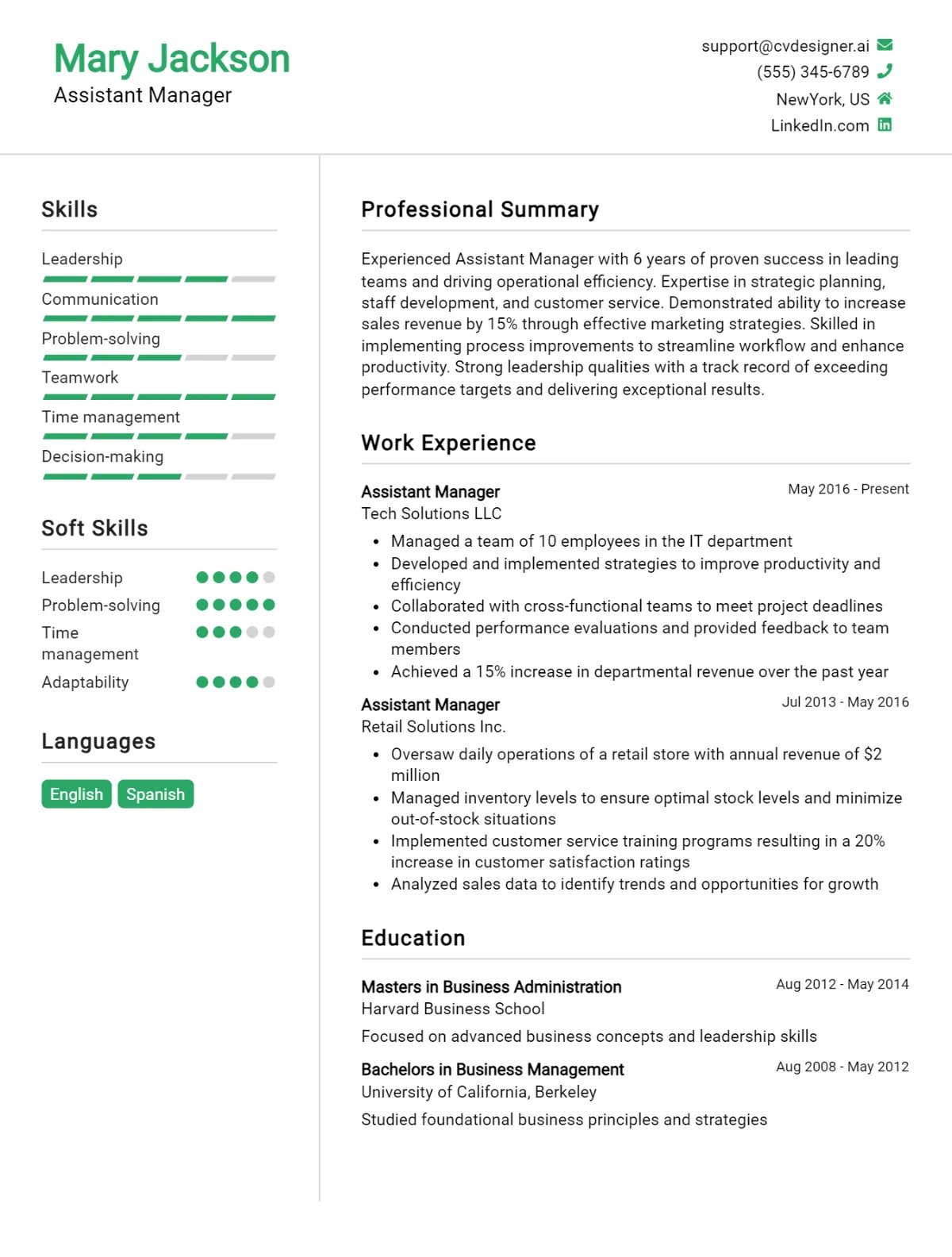 Assistant Manager CV Example For 2026: How to Create a Professional CV Preview