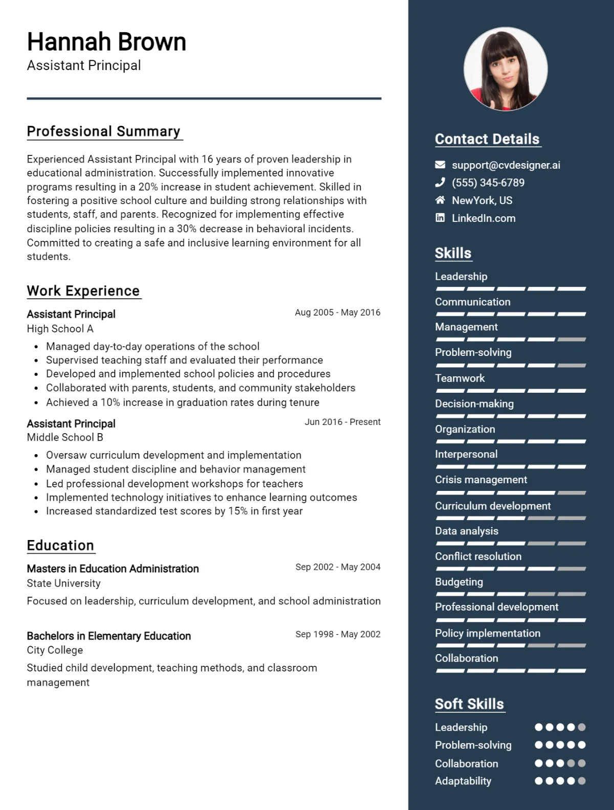 Assistant Principal CV Example For 2026: Examples & Free Templates Preview