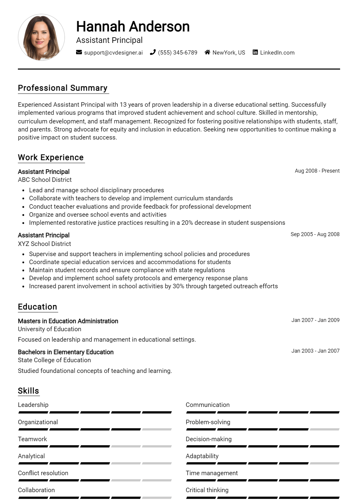 Assistant Principal Resume Example for 2026: Tips & Templates Preview