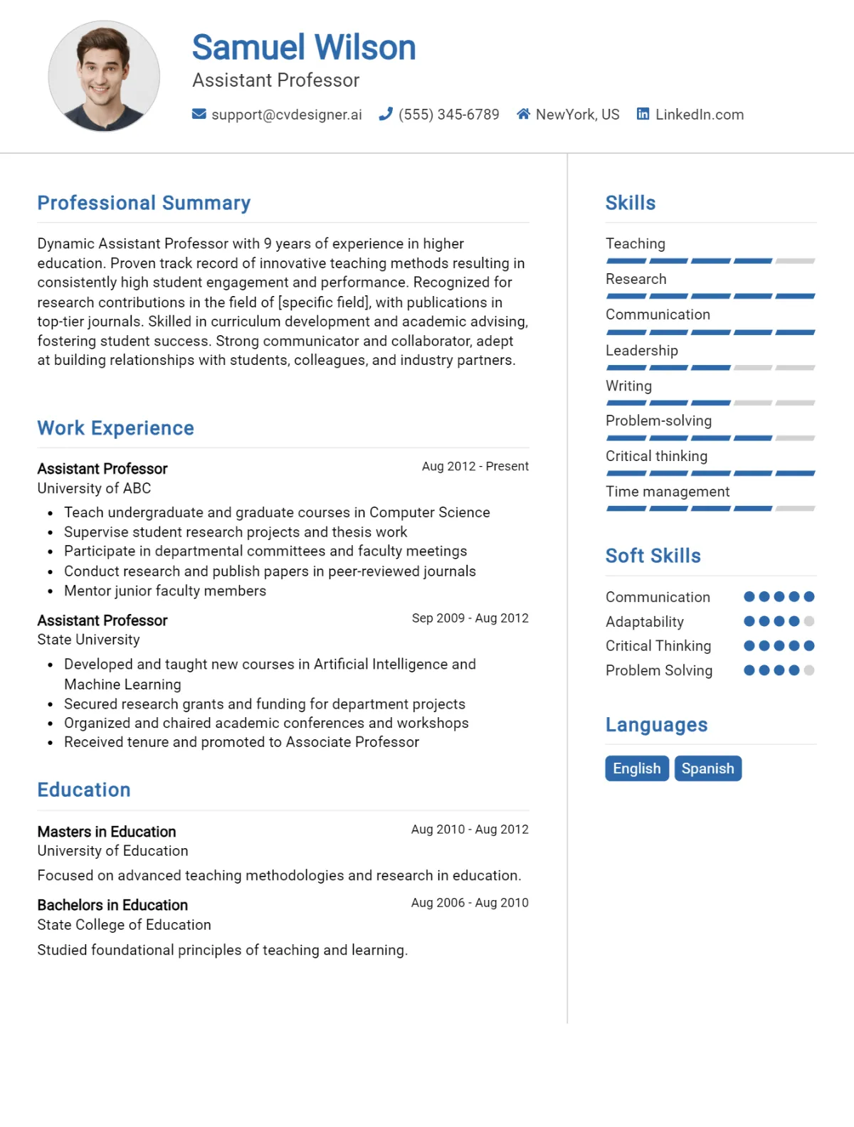 Assistant Professor CV Example For 2026: Ultimate Guide Preview