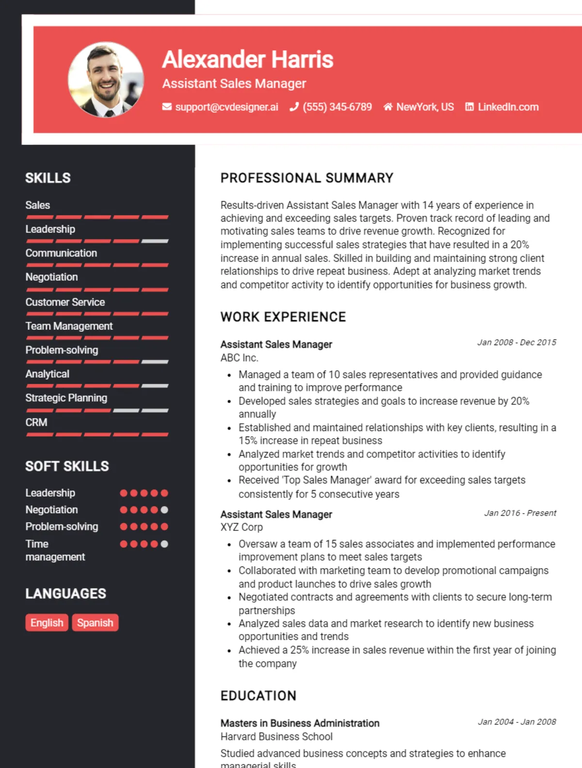 15 Assistant Sales Manager CV Examples And Templates For 2026 Preview