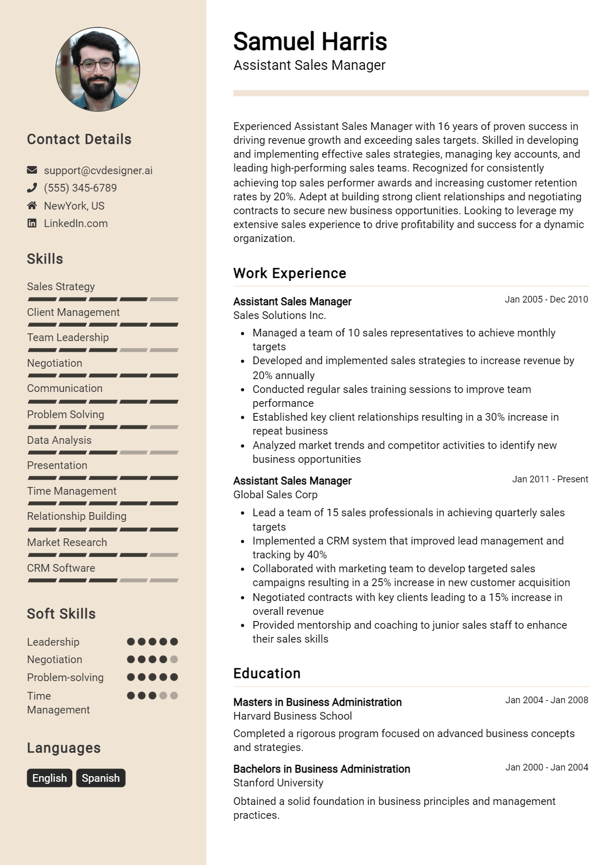 Assistant Sales Manager Resume Example for 2026: Tips & Templates Preview