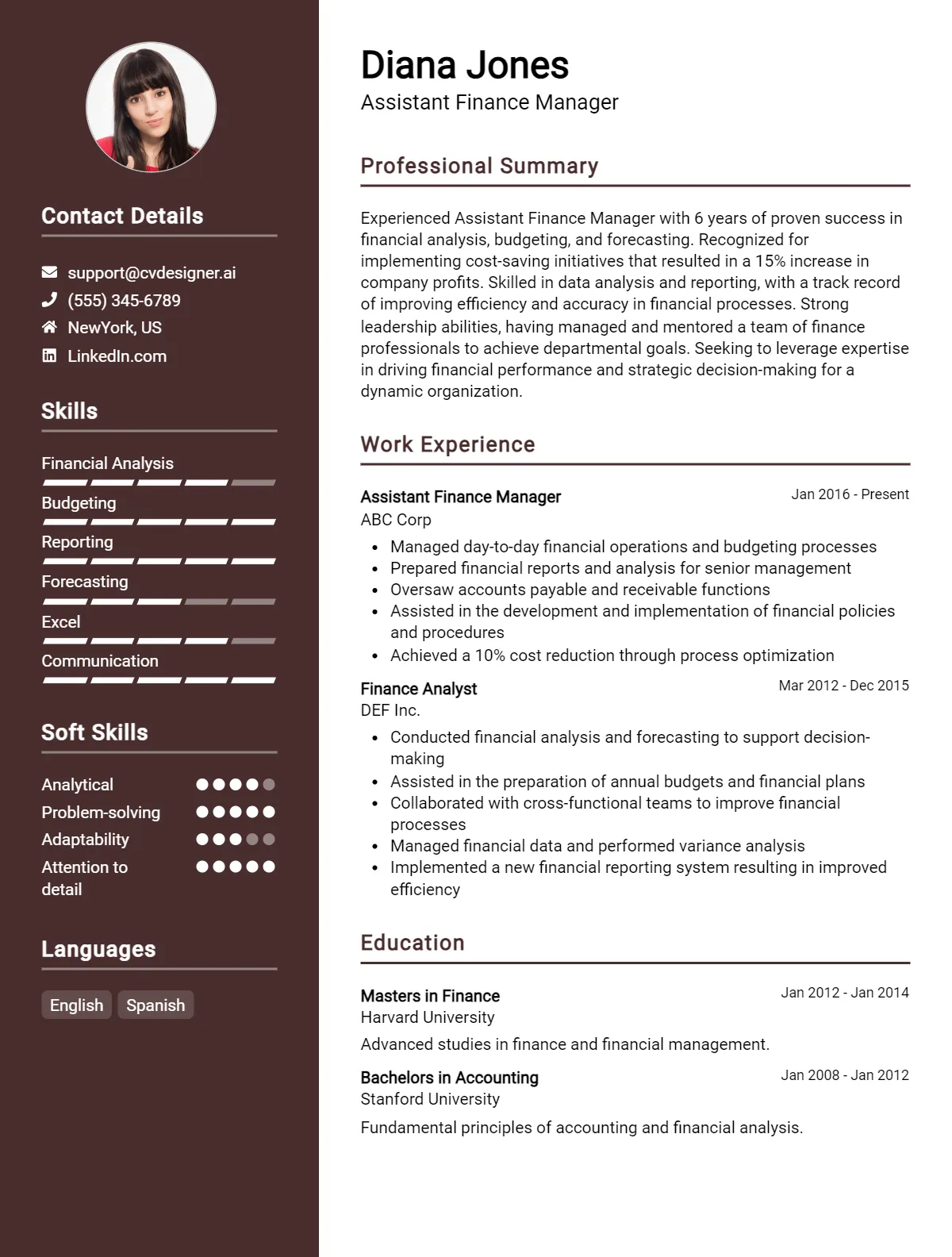 20 Assistant Finance Manager CV Examples And Templates For 2026 Preview