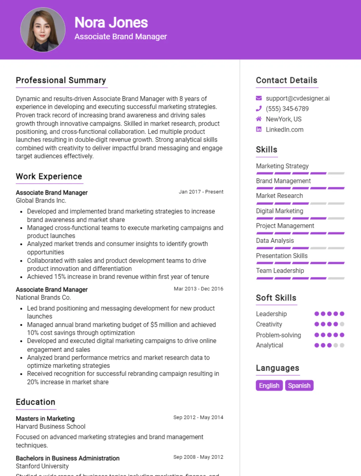 Associate Brand Manager CV Example For 2026: Top CV Skills Preview