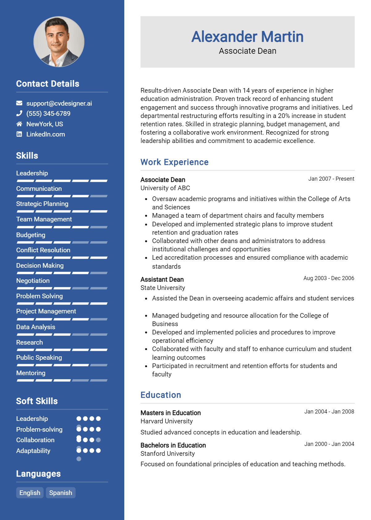 Associate Dean Resume Example for 2026: Strategies & Templates Preview