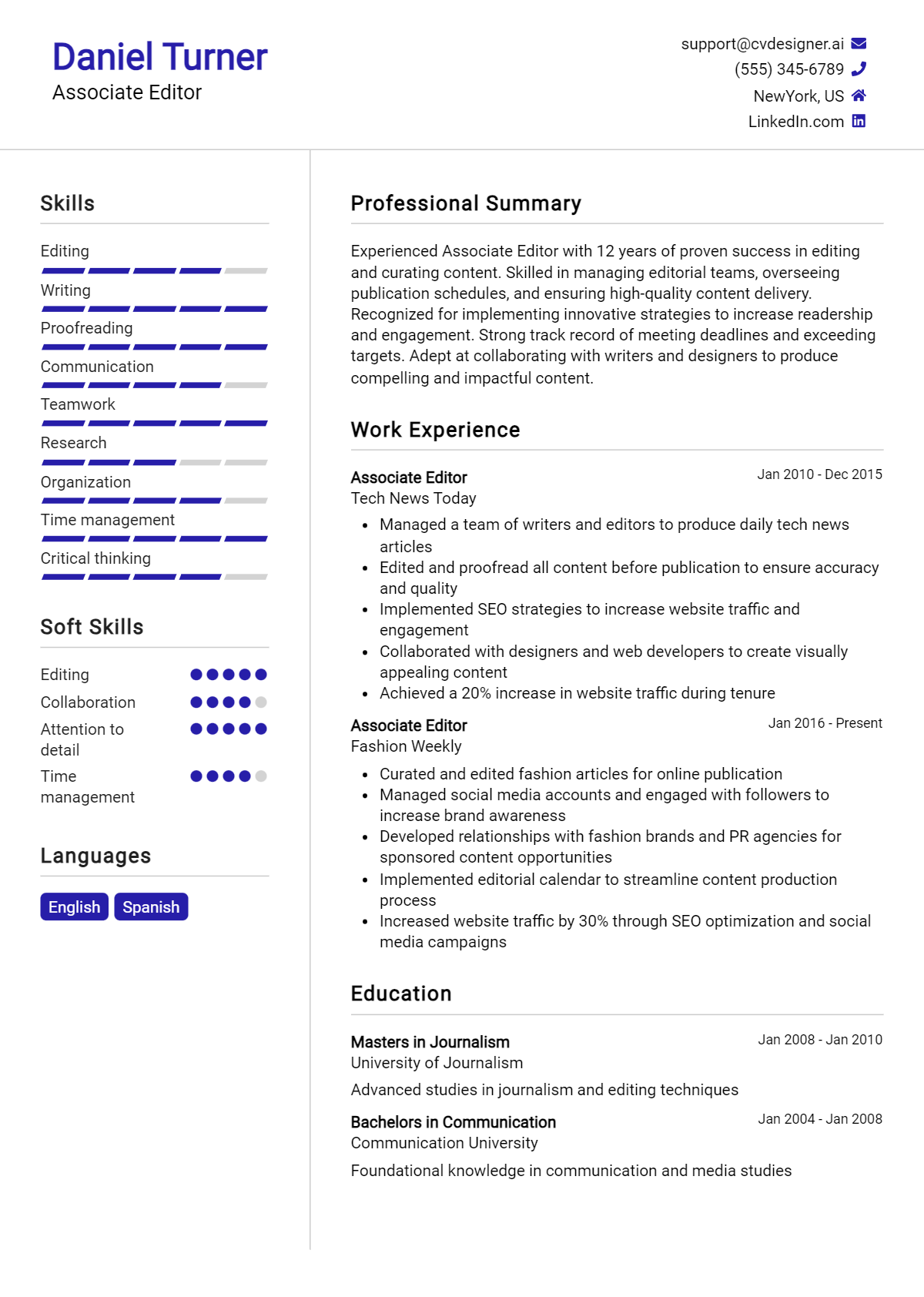 Associate Editor Resume Example for 2026: Best Writing Tips Preview