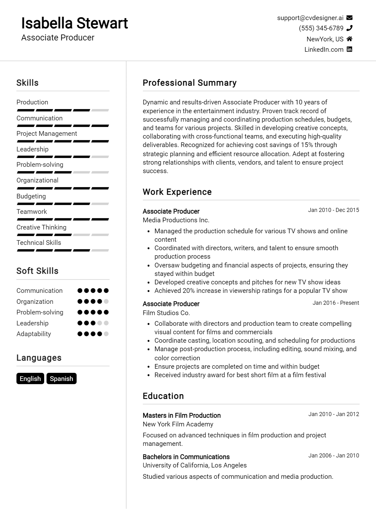Associate Producer Resume Example for 2026: Expert Tips Preview