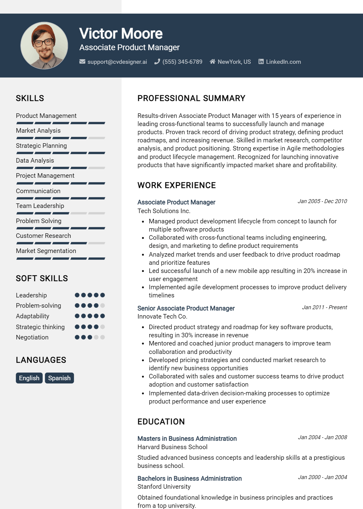 Associate Product Manager Resume Example for 2026: Free Examples Preview