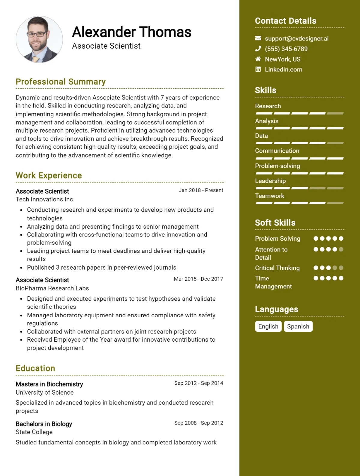 Associate Scientist CV Example For 2026: Expert Tips & Templates Preview