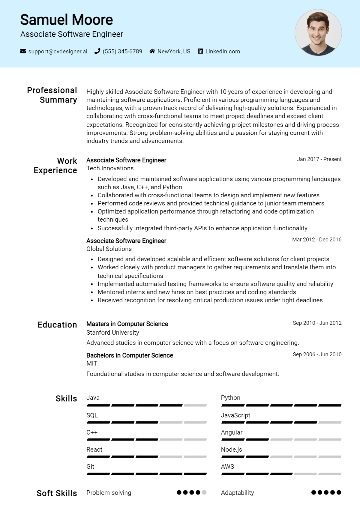 Associate Software Engineer Resume Example for 2026: Top CV Skills Preview