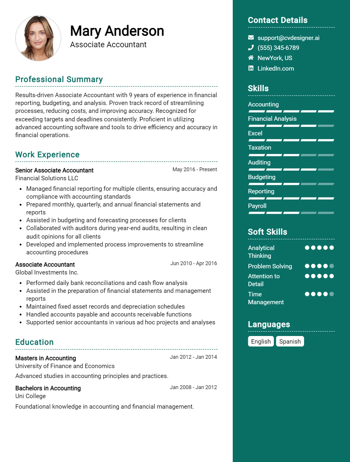 Associate Accountant CV Example For 2026: Effective CV Writing Tips Preview