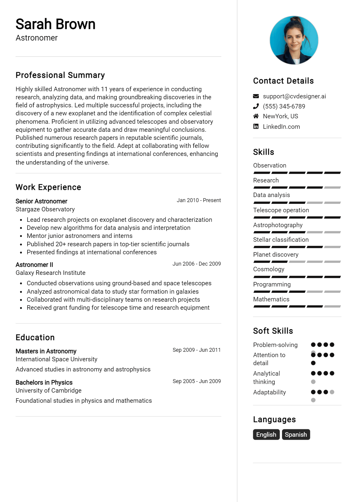 Astronomer Resume Example for 2026: Tips & Templates Preview