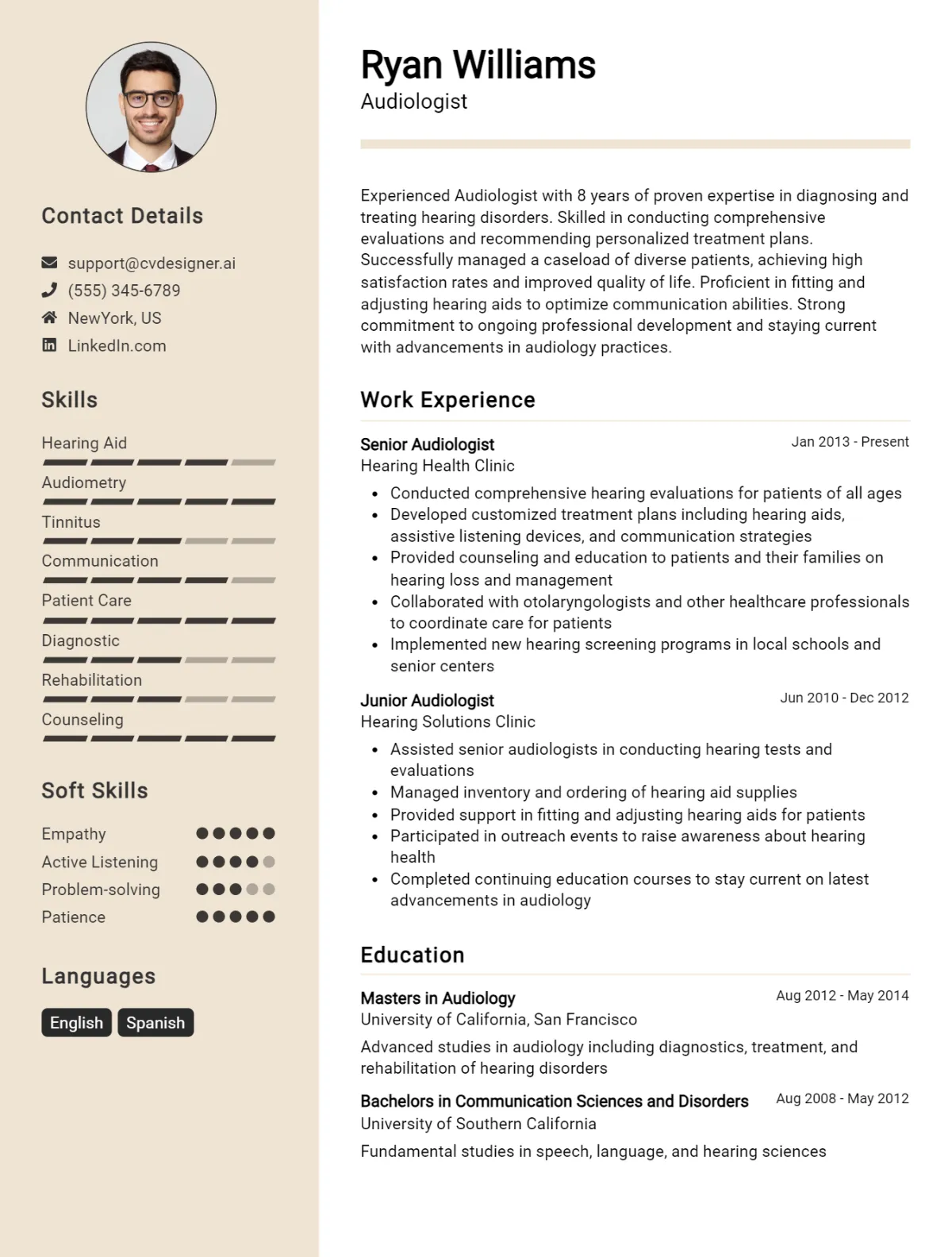 Audiologist CV Example For 2026: Proven Tips & Templates Preview