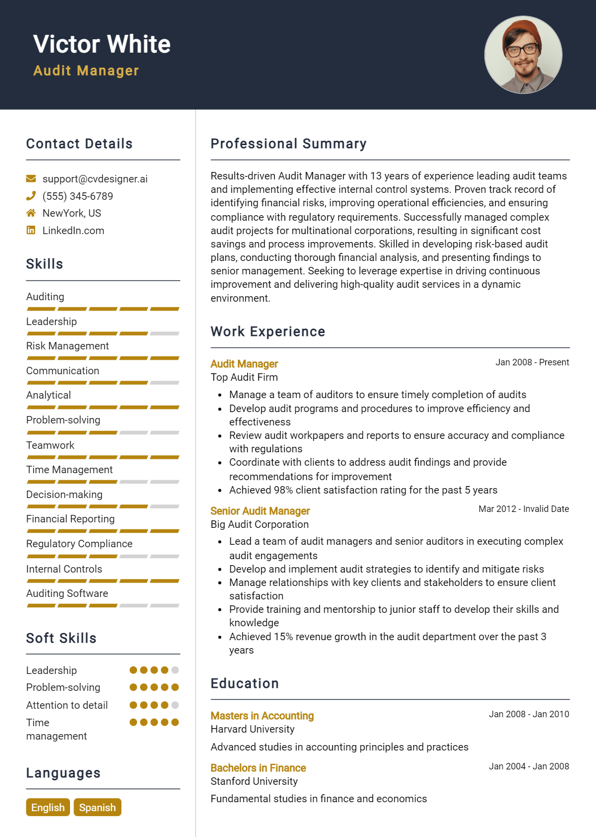 Audit Manager Resume Example for 2026: Ultimate Guide Preview