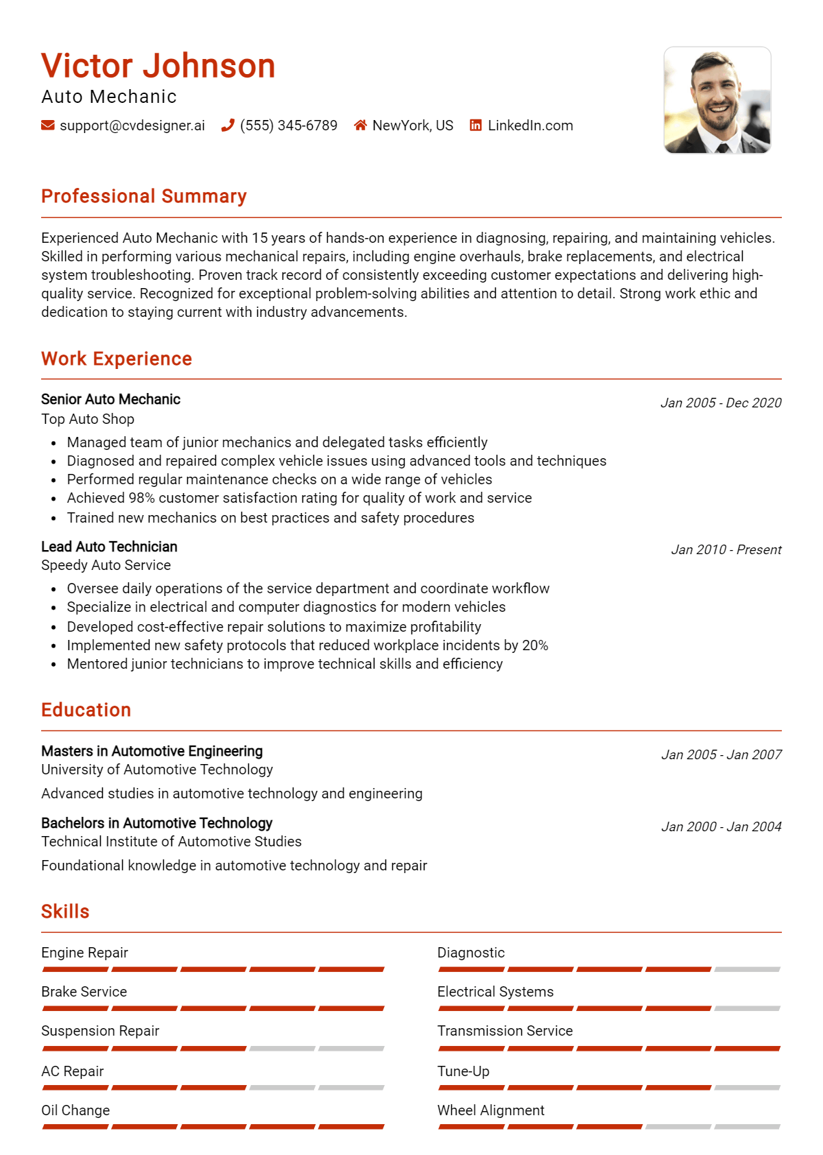 Auto Mechanic Resume Example for 2026: Best Formatting Tips Preview