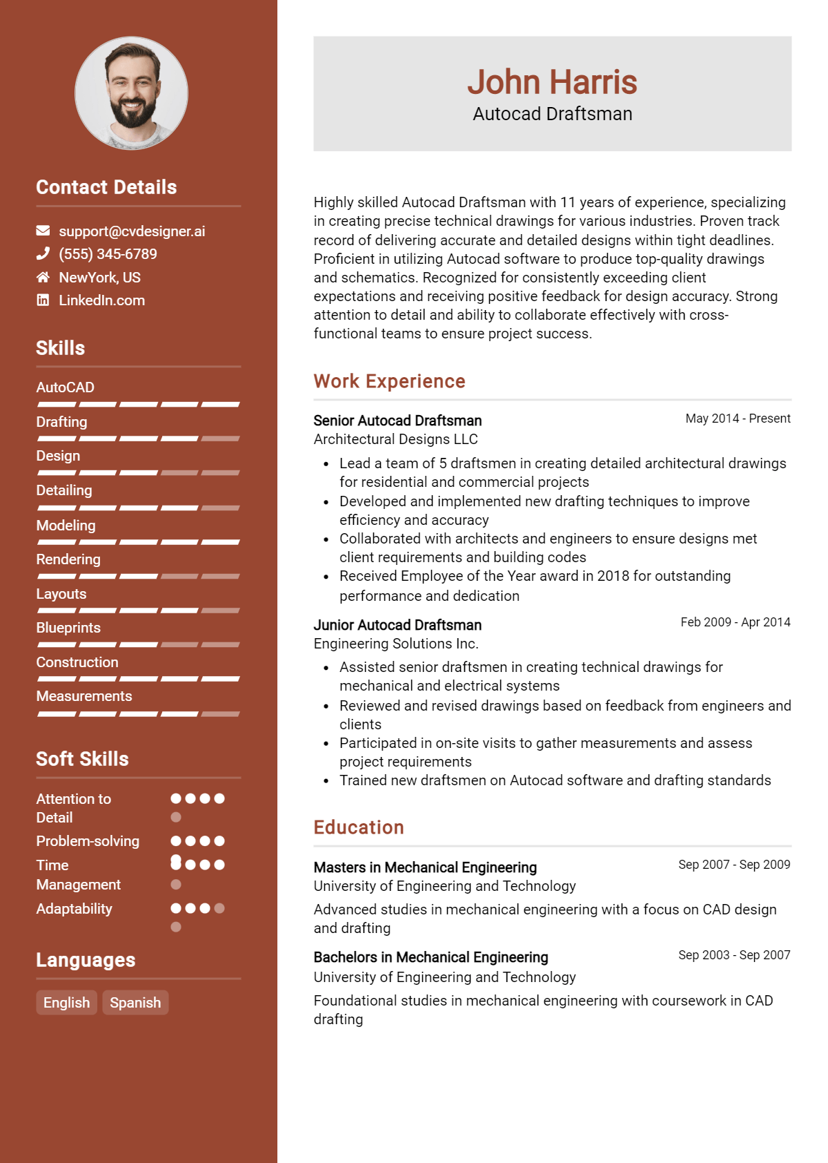 Autocad Draftsman Resume Example for 2026: Samples & Best Practices Preview