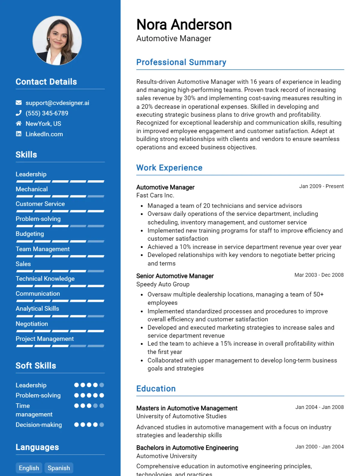 Automotive Manager CV Example For 2026: How to Create a Professional CV Preview