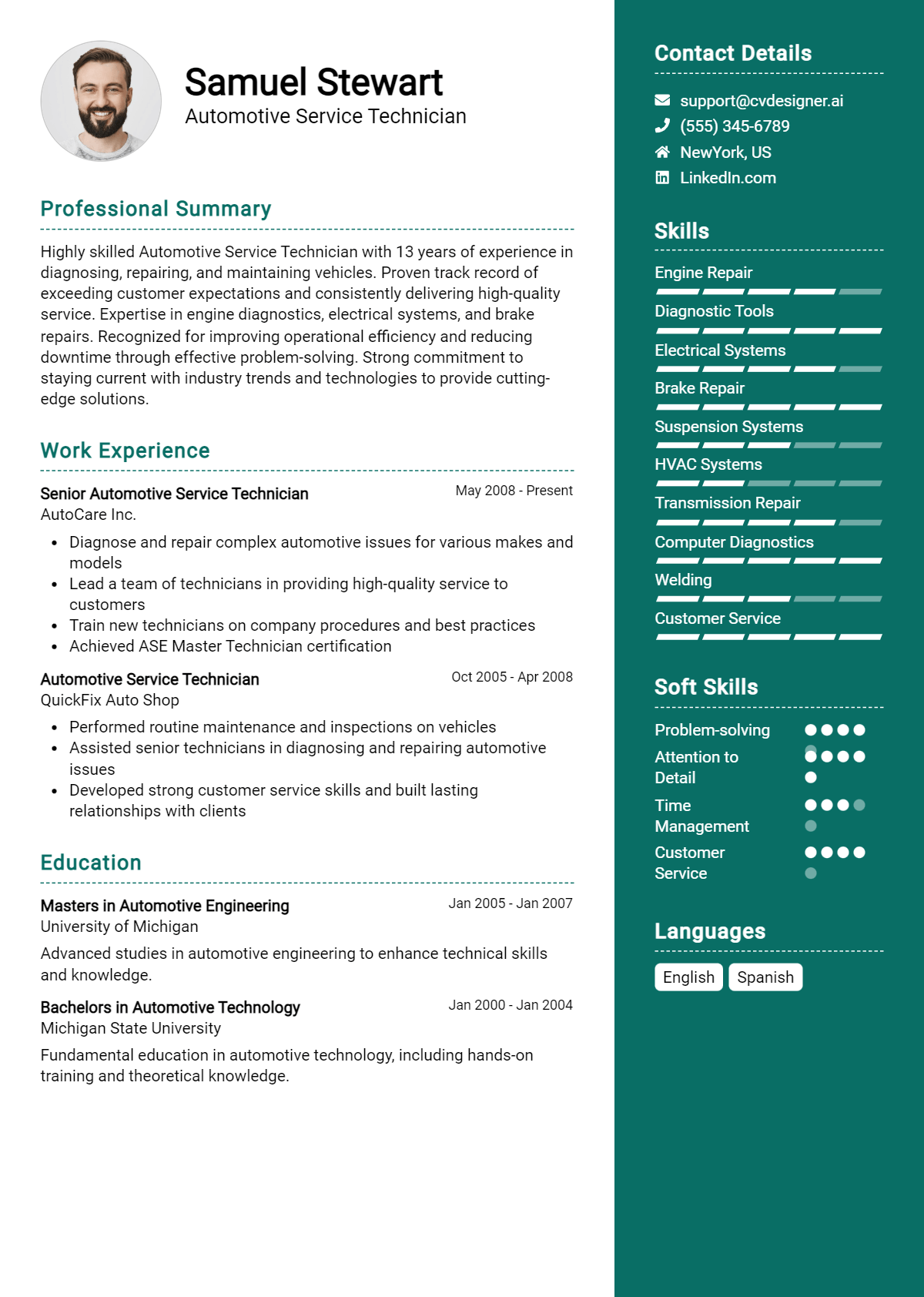 Automotive Service Technician Resume Example for 2026: Tips & Templates Preview