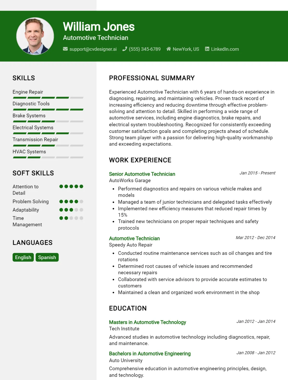 Automotive Technician CV Example For 2026: Best Formatting Tips Preview