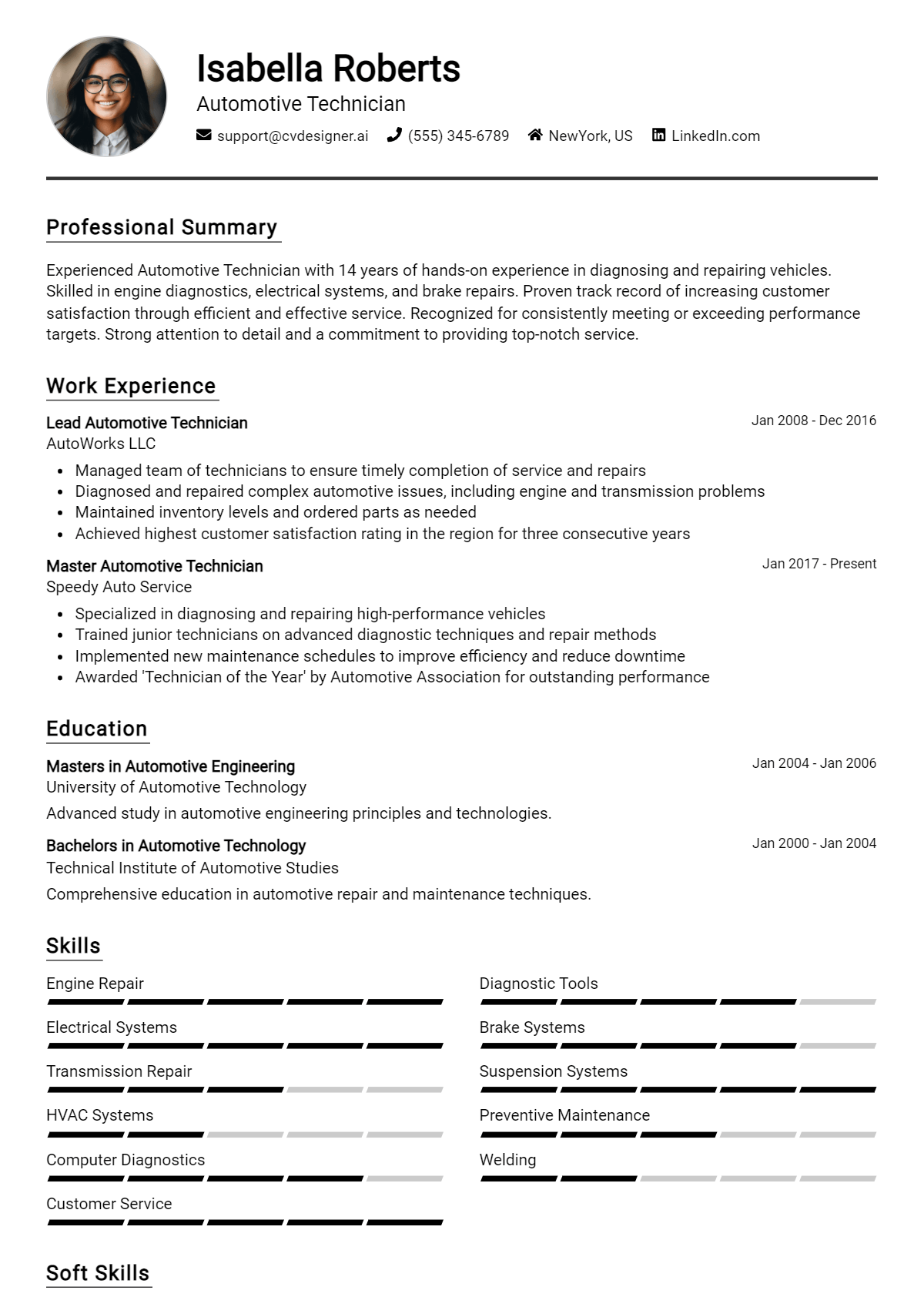 Automotive Technician Resume Example for 2026: Samples & Best Practices Preview