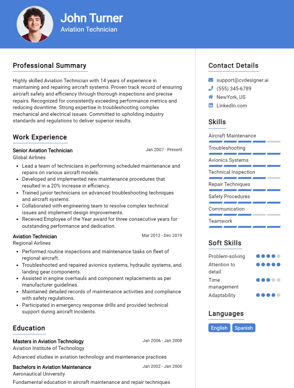 Aviation Technician CV Example For 2026: Best Formatting Tips Preview