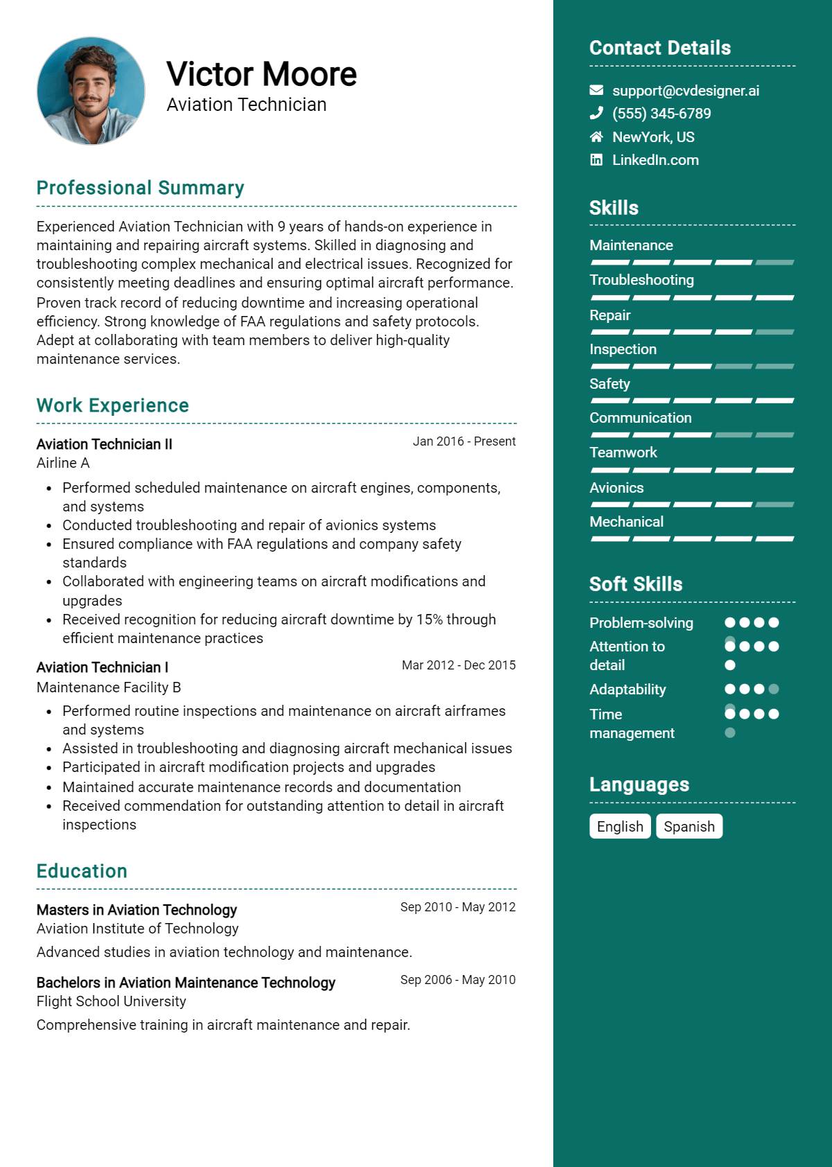 Aviation Technician Resume Example for 2026: Best Tips & Templates Preview