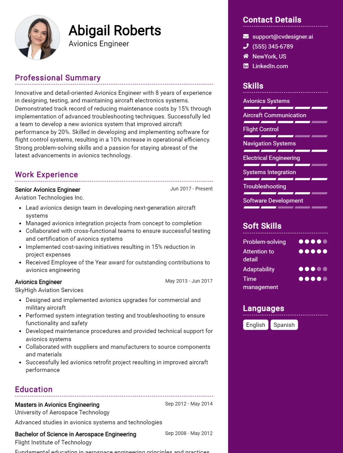 Avionics Engineer CV Example For 2026: Proven Tips & Templates Preview
