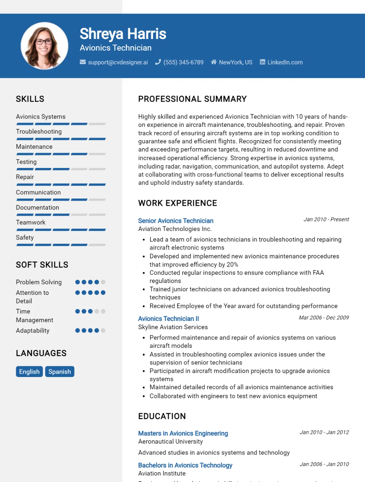 Avionics Technician CV Example For 2026: How to Craft a Winning CV Preview
