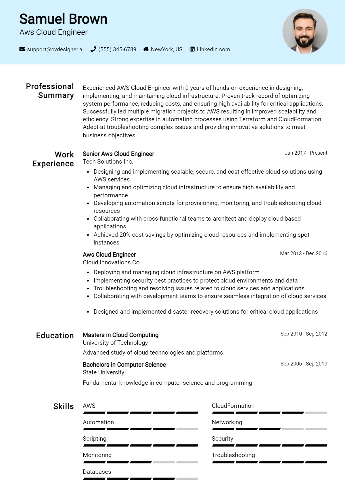 10 AWS Cloud Engineer Resume Examples for 2026: Top CV Skills Preview